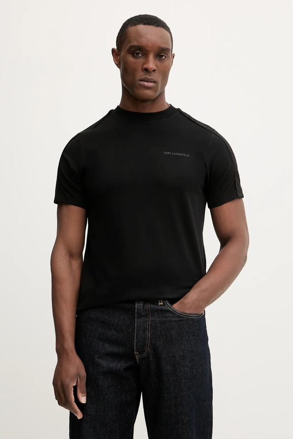 Karl Lagerfeld t-shirt elasztánnal fekete 561221.755036