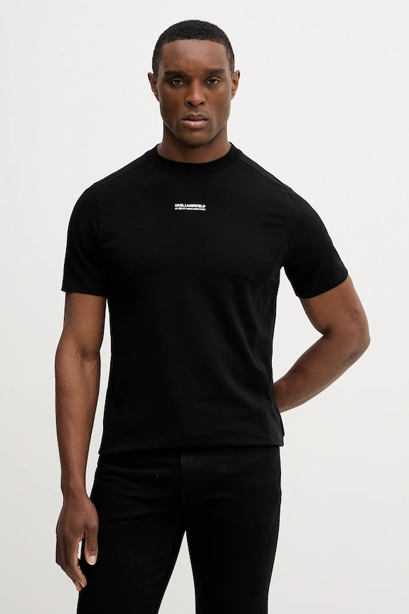 Karl Lagerfeld t-shirt elasztánnal fekete 561221.755042