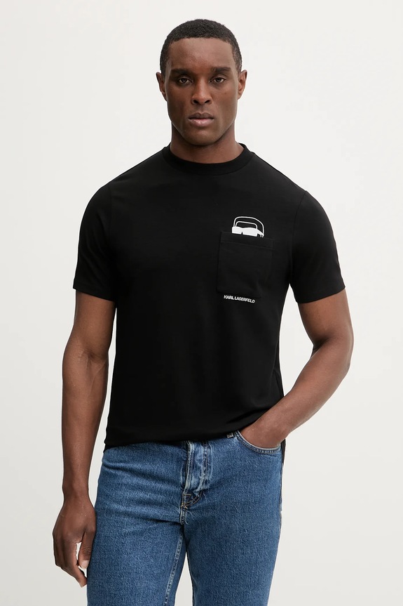 Karl Lagerfeld t-shirt elasztánnal fekete 561221.755047
