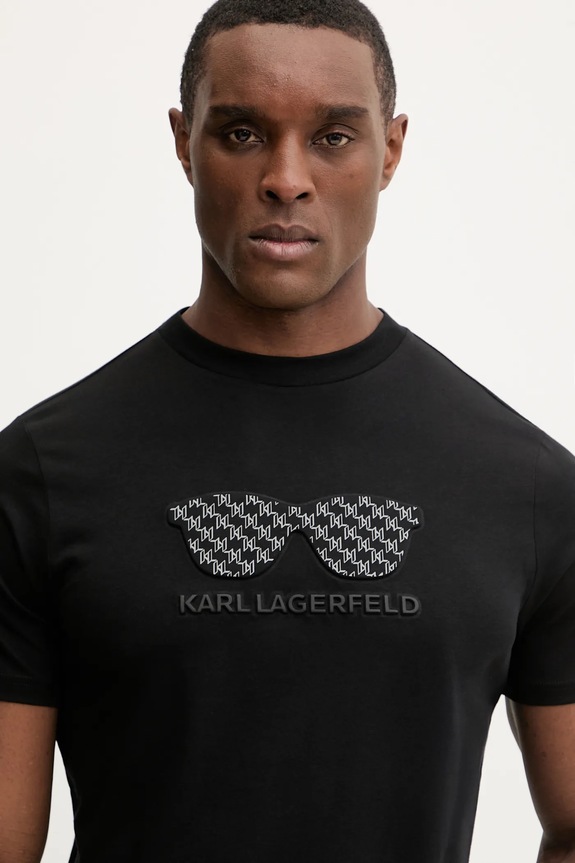 Karl Lagerfeld pamut póló fekete 561252.755070