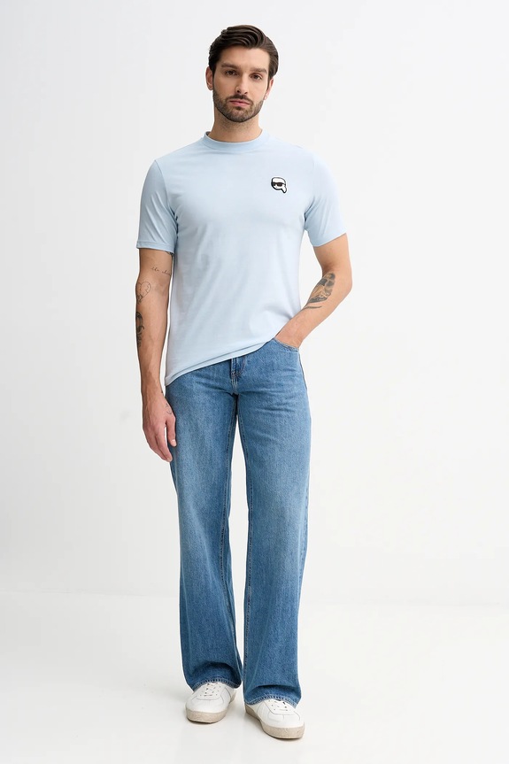 Bavlněné tričko Karl Lagerfeld 561224.755710 modrá SS26