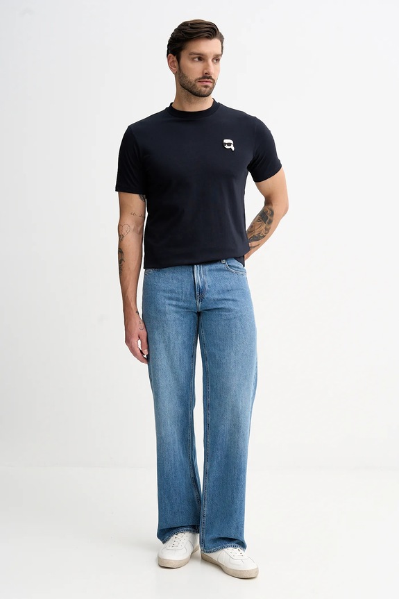Βαμβακερό μπλουζάκι Karl Lagerfeld 561224.755710 σκούρο μπλε SS26
