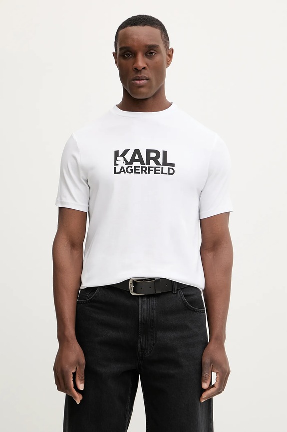 Bavlnené tričko Karl Lagerfeld potlač biela 561235.755780