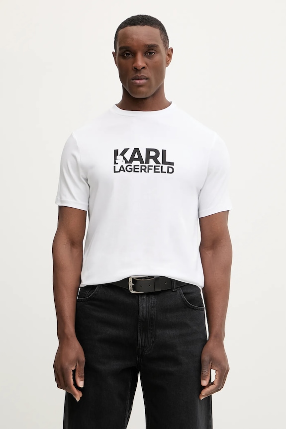 Bavlnené tričko Karl Lagerfeld potlač biela 561235.755780