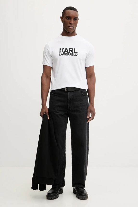 Bavlnené tričko Karl Lagerfeld 561235.755780 biela SS26
