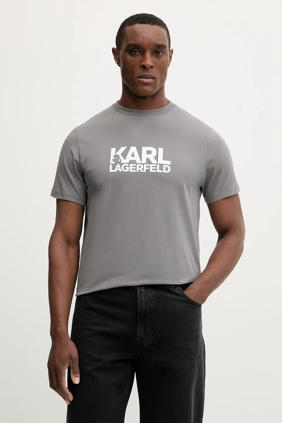 Karl Lagerfeld pamut póló pamut szürke 561235.755780
