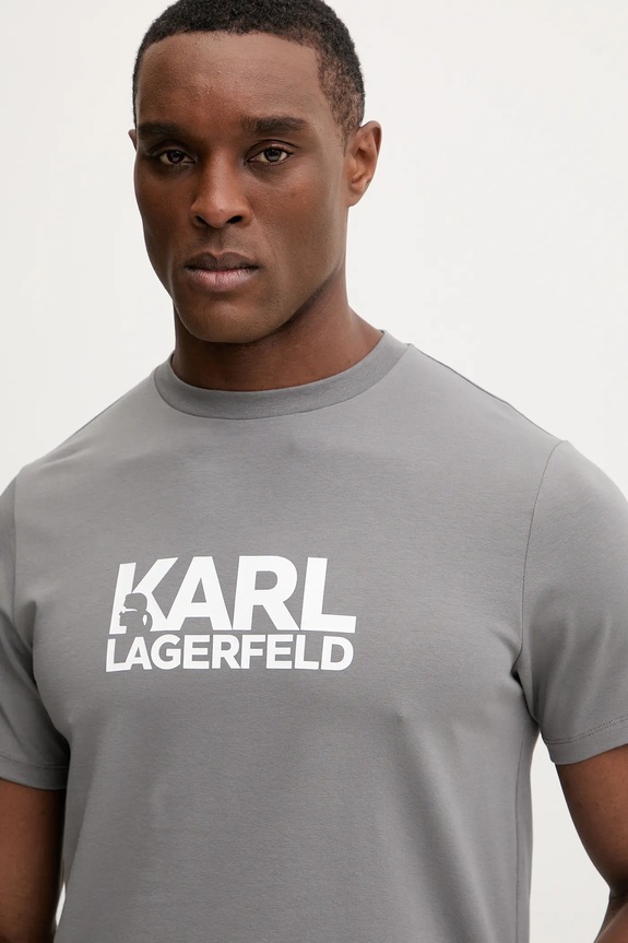 Karl Lagerfeld pamut póló szürke 561235.755780