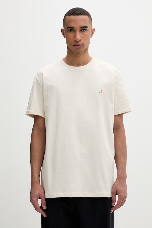 Les Deux T-shirt męski bawełniany Norregaard beżowy 100101008