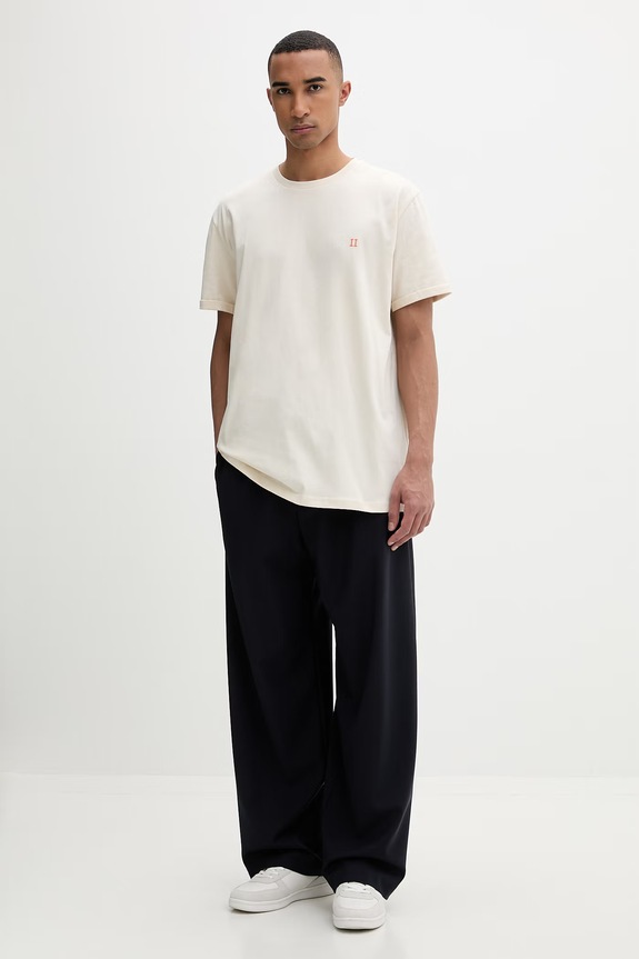 Les Deux T-shirt męski bawełniany Norregaard 100101008 beżowy SS26