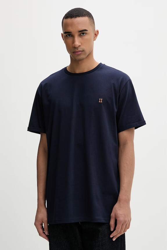 Les Deux t-shirt ανδρικό βαμβακερό Norregaard σκούρο μπλε 100101008