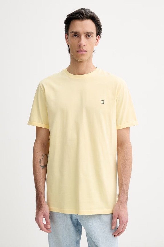 Bavlněné tričko Les Deux Norregaard slim žlutá 1001464