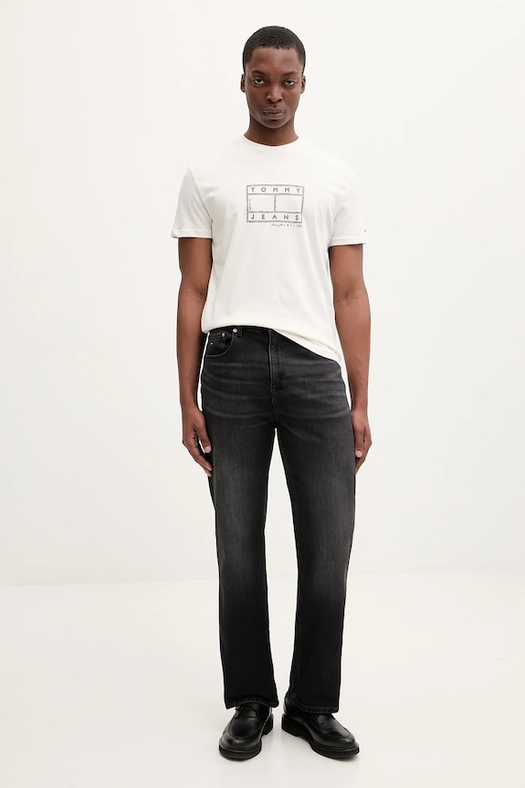 Bavlnené tričko Tommy Jeans DM0DM22317 béžová SS26