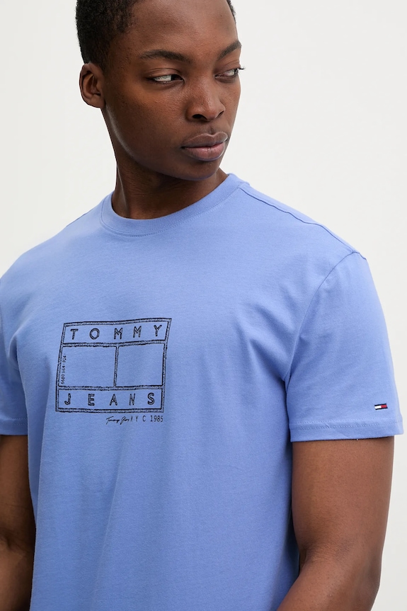 Bavlnené tričko Tommy Jeans fialová DM0DM22317