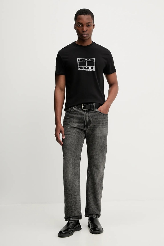 Tommy Jeans tricou din bumbac DM0DM22317 negru SS26