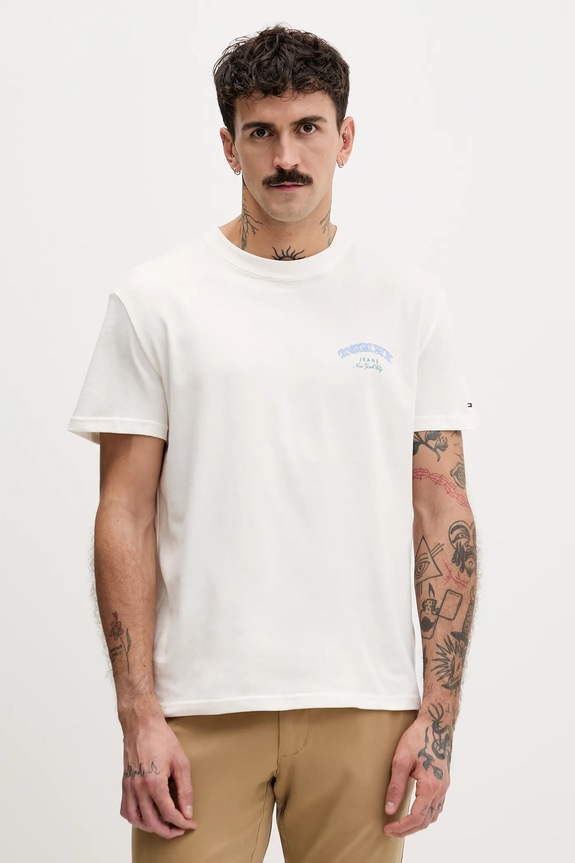 Tommy Jeans t-shirt bawełniany nadruk beżowy DM0DM22318