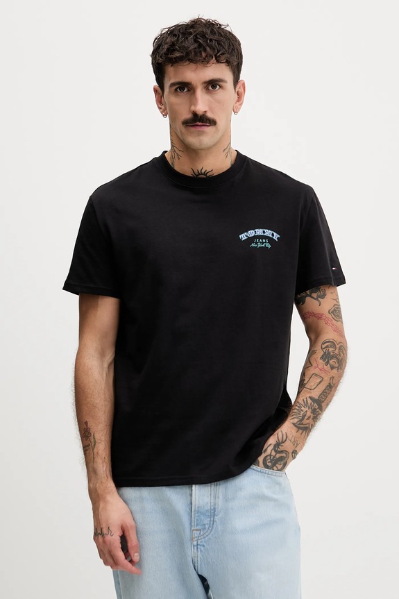 Ruházat Tommy Jeans pamut póló DM0DM22318 fekete