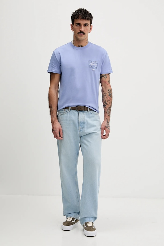 Βαμβακερό μπλουζάκι Tommy Jeans DM0DM22319 μπλε SS26