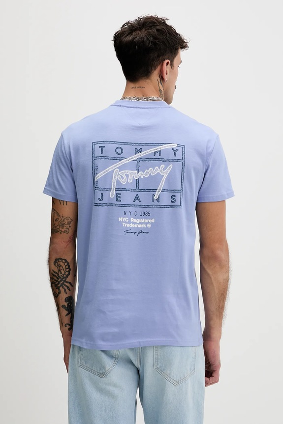 Ρούχα Βαμβακερό μπλουζάκι Tommy Jeans DM0DM22319 μπλε