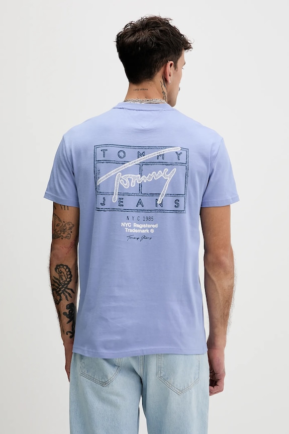 Ρούχα Βαμβακερό μπλουζάκι Tommy Jeans DM0DM22319 μπλε