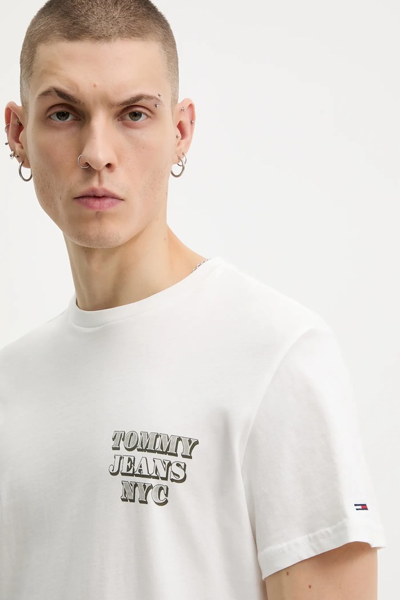 Pamučna majica Tommy Jeans bež DM0DM22321