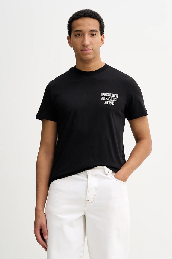 Tommy Jeans t-shirt bawełniany nadruk czarny DM0DM22321