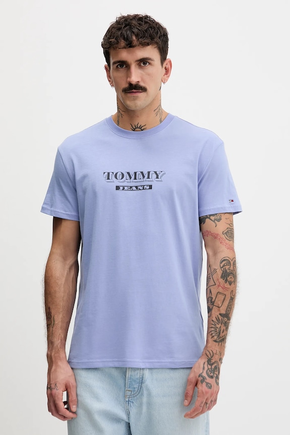 Βαμβακερό μπλουζάκι Tommy Jeans βαμβάκι μπλε DM0DM22322