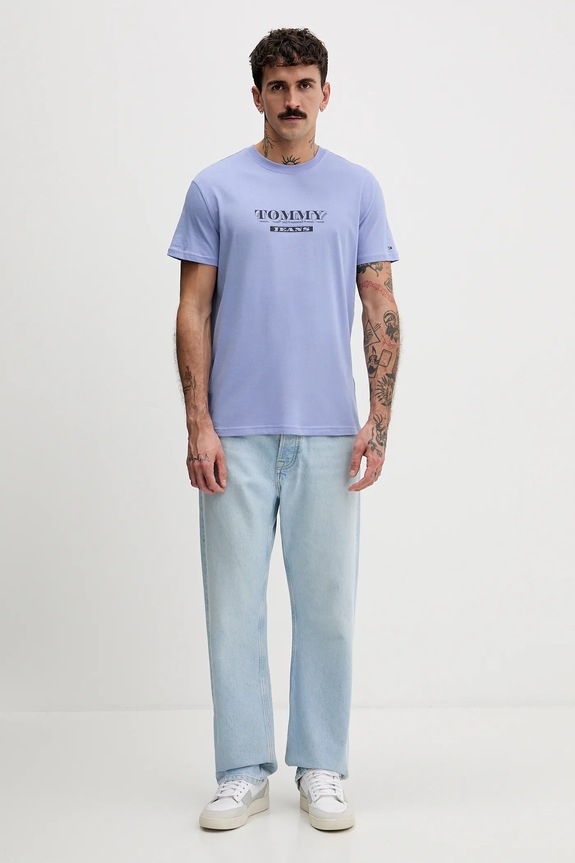 Βαμβακερό μπλουζάκι Tommy Jeans DM0DM22322 μπλε SS26