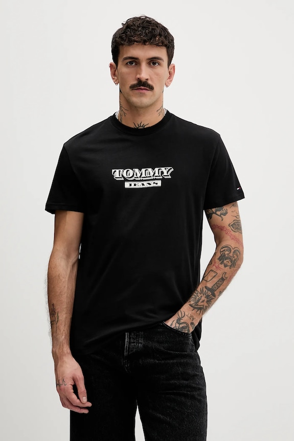 Pamučna majica Tommy Jeans pamuk crna DM0DM22322
