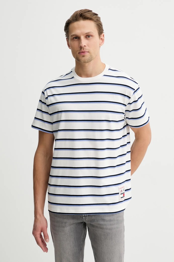 Bavlnené tričko Tommy Jeans relaxed biela DM0DM22325