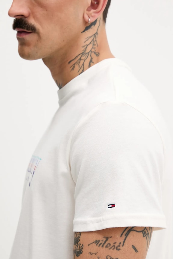Bavlněné tričko Tommy Jeans DM0DM22333 béžová