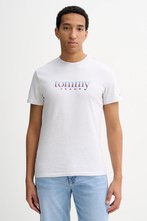 Tommy Jeans t-shirt bawełniany nadruk szary DM0DM22333