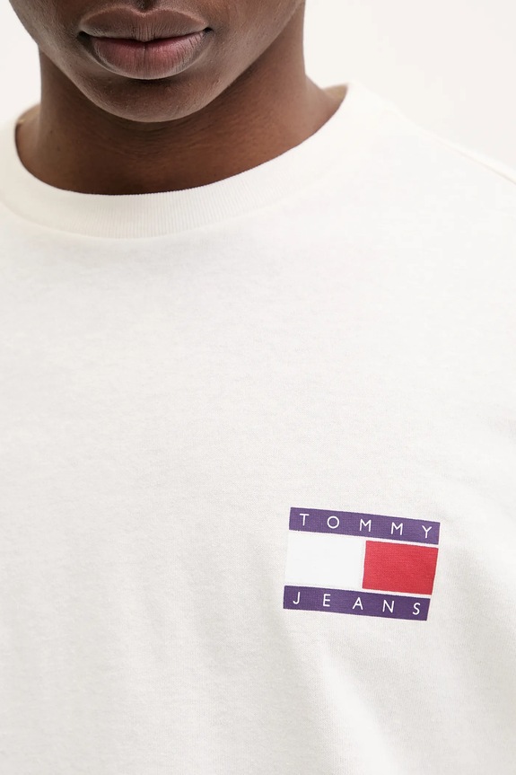 Tommy Jeans t-shirt bawełniany DM0DM22337 beżowy