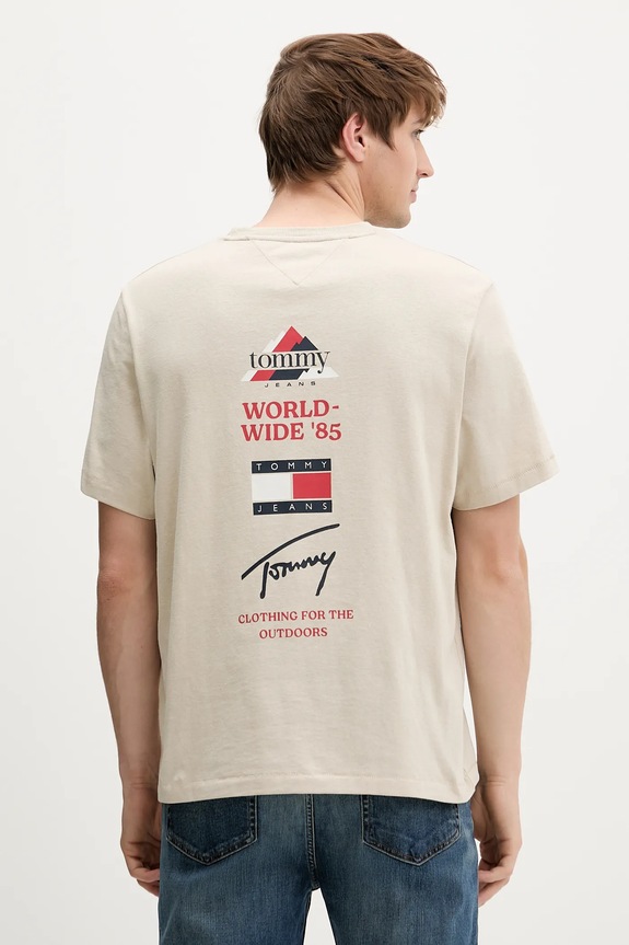 Ruházat Tommy Jeans pamut póló DM0DM22337 bézs