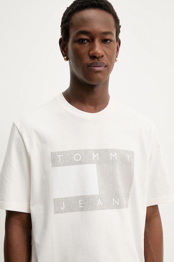 Pamučna majica Tommy Jeans bež DM0DM22463