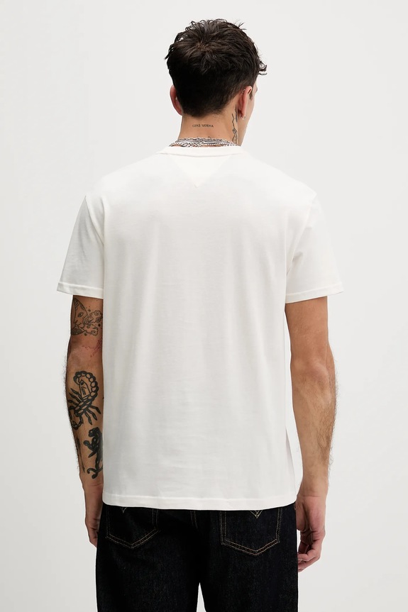 Odzież Tommy Jeans T-shirt męski bawełniany DM0DM22645 beżowy