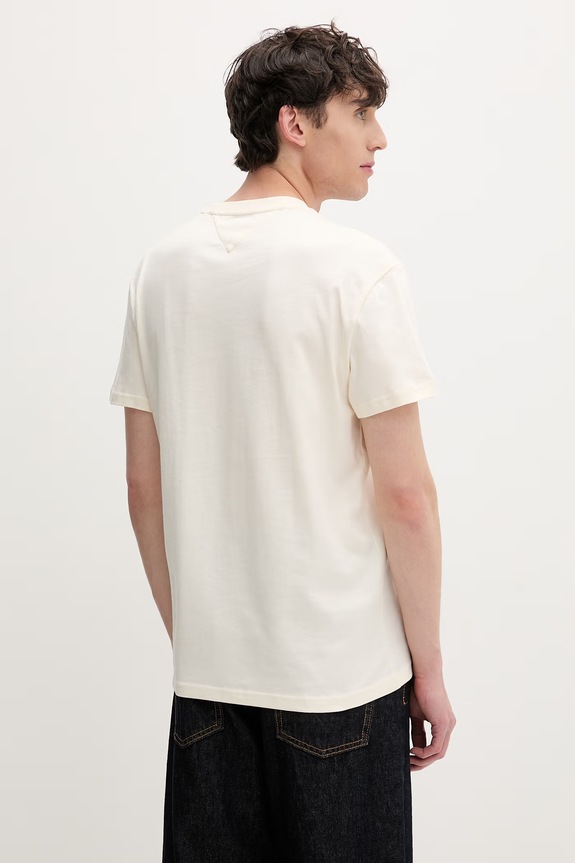 Odzież Tommy Jeans T-shirt męski bawełniany DM0DM22645 beżowy