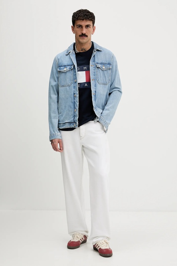 Tommy Jeans tričko pánske bavlnené DM0DM22645 tmavomodrá SS26