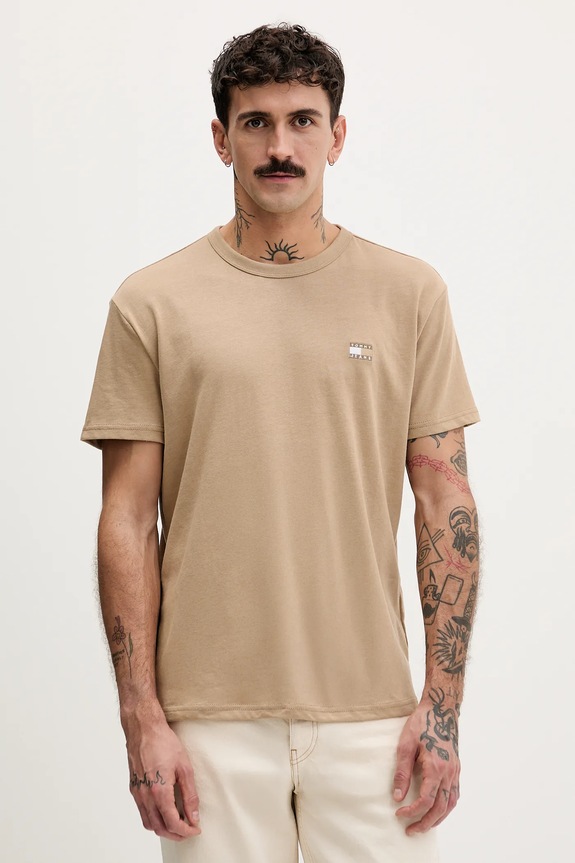 Tommy Jeans t-shirt ανδρικό κανονικό καφέ DM0DM22667