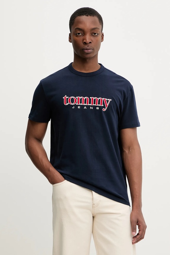 Bavlnené tričko Tommy Jeans relaxed tmavomodrá DM0DM22719