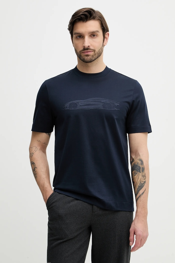 BOSS t-shirt bawełniany C-Taut 242_AM nadruk granatowy 50555828