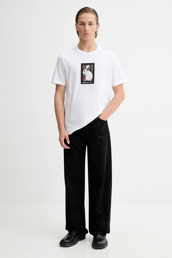 Bavlněné tričko PS Paul Smith M2R.011R.VP5620 bílá SS26