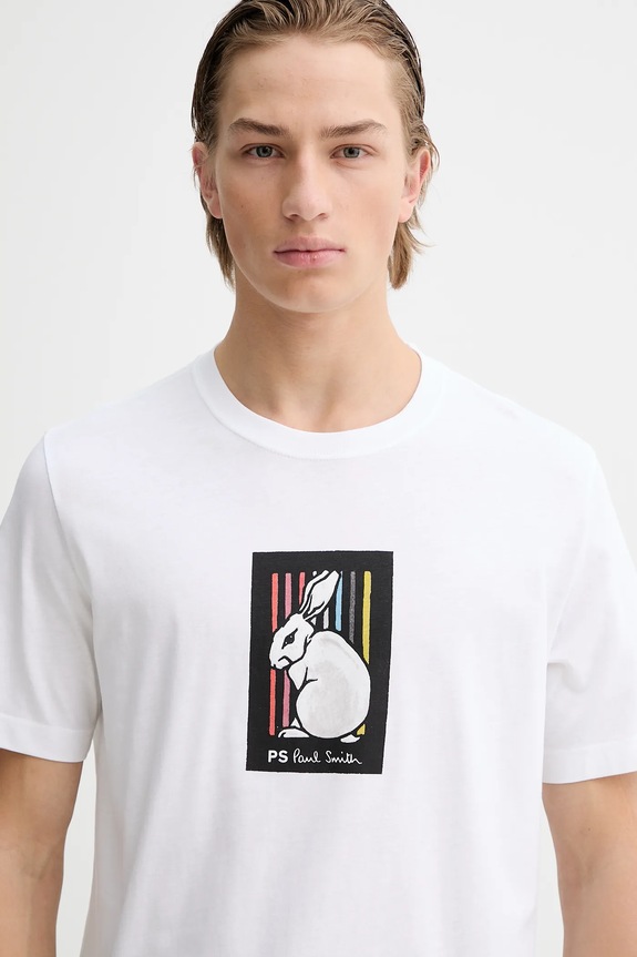 Bavlněné tričko PS Paul Smith bílá M2R.011R.VP5620
