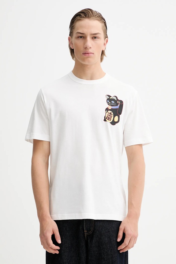 Bavlněné tričko PS Paul Smith potisk bílá M2R.220X.VP5585