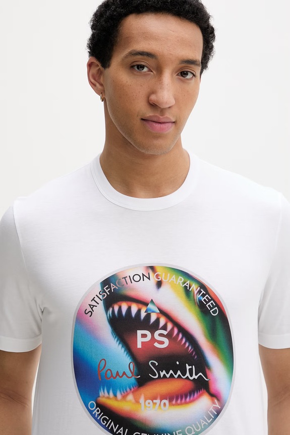 PS Paul Smith t-shirt Ανδρικό βαμβακερό λευκό M2R.220X.VP5790
