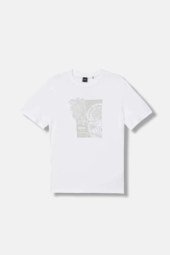 BOSS Orange t-shirt bawełniany Te_Imprint nadruk biały 50556007