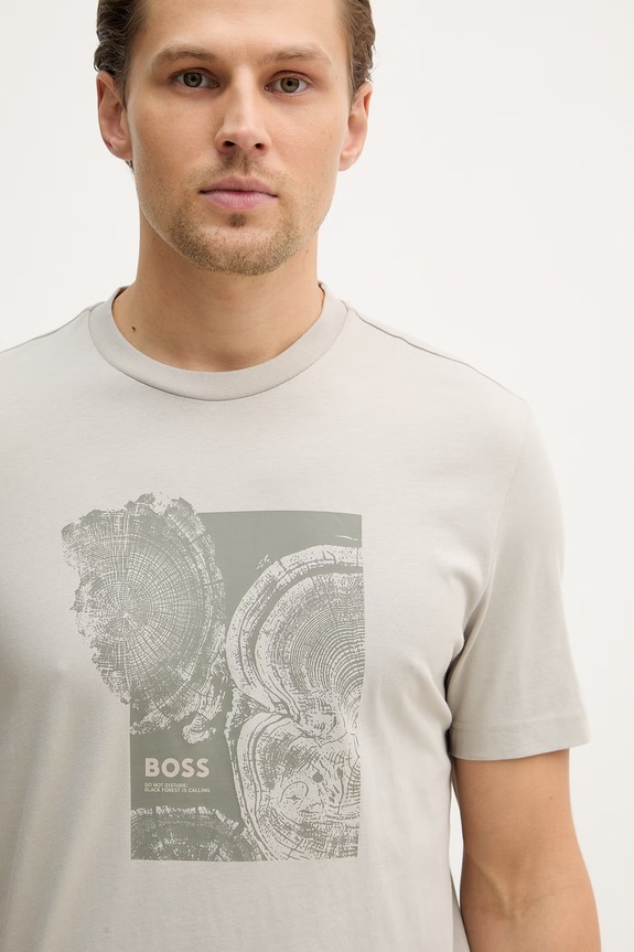 BOSS Orange tricou din bumbac Te_Imprint gri 50556007