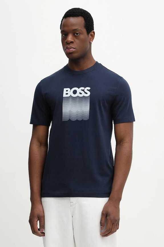 Βαμβακερό μπλουζάκι BOSS Orange Te_Insignia βαμβάκι μπλε 50556009