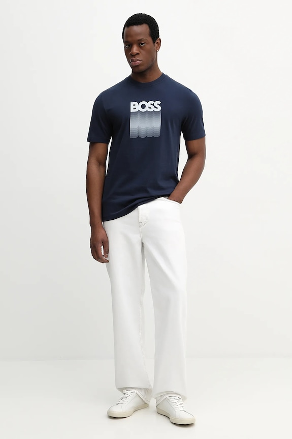Βαμβακερό μπλουζάκι BOSS Orange Te_Insignia 50556009 μπλε SS26