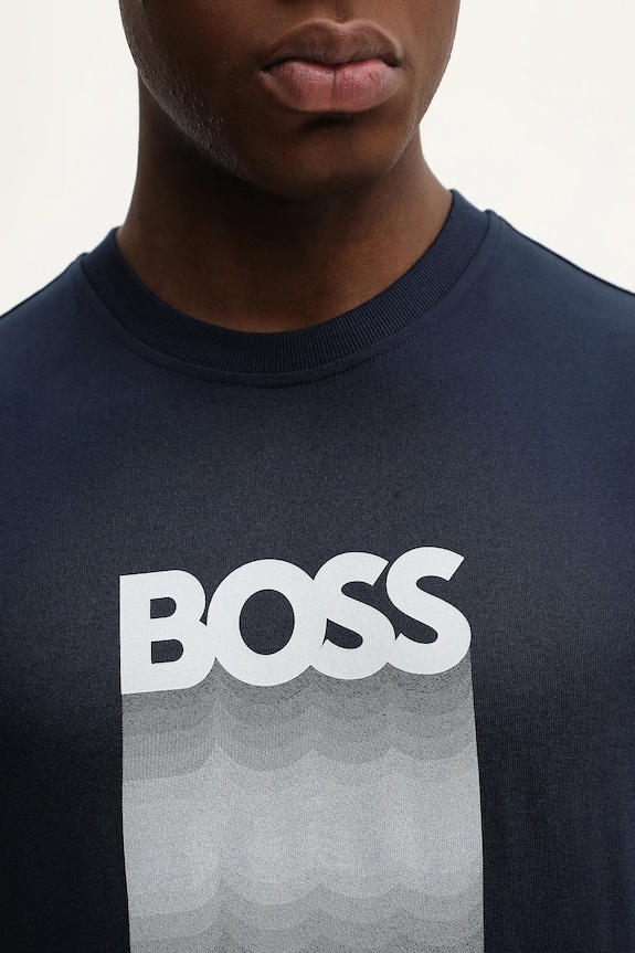 Βαμβακερό μπλουζάκι BOSS Orange Te_Insignia 50556009 μπλε