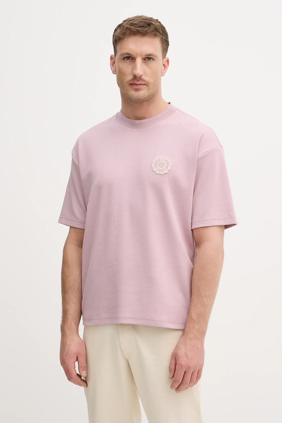 BOSS Orange t-shirt Te_Varsity z elastanem różowy 50556013